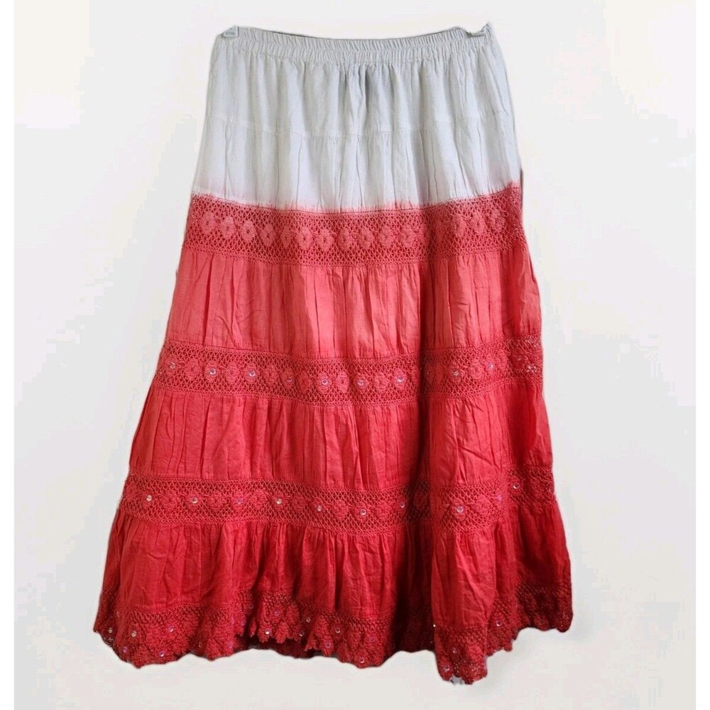 ELEMENTZ White & Ombre Peasant Maxi Skirt - Size Small